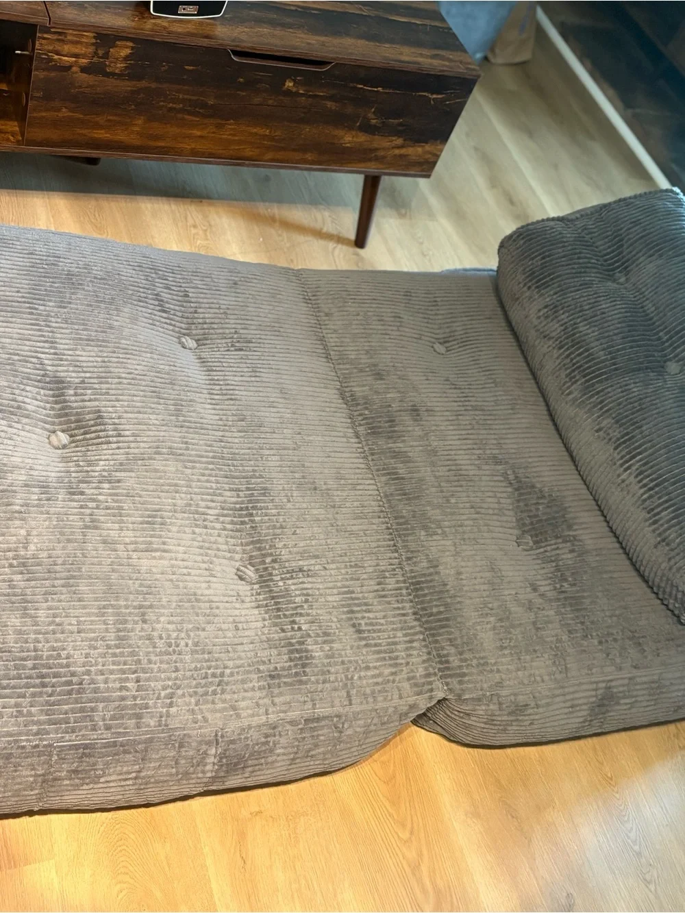 Amazon Gray Corduroy Floor Chaise Lounger